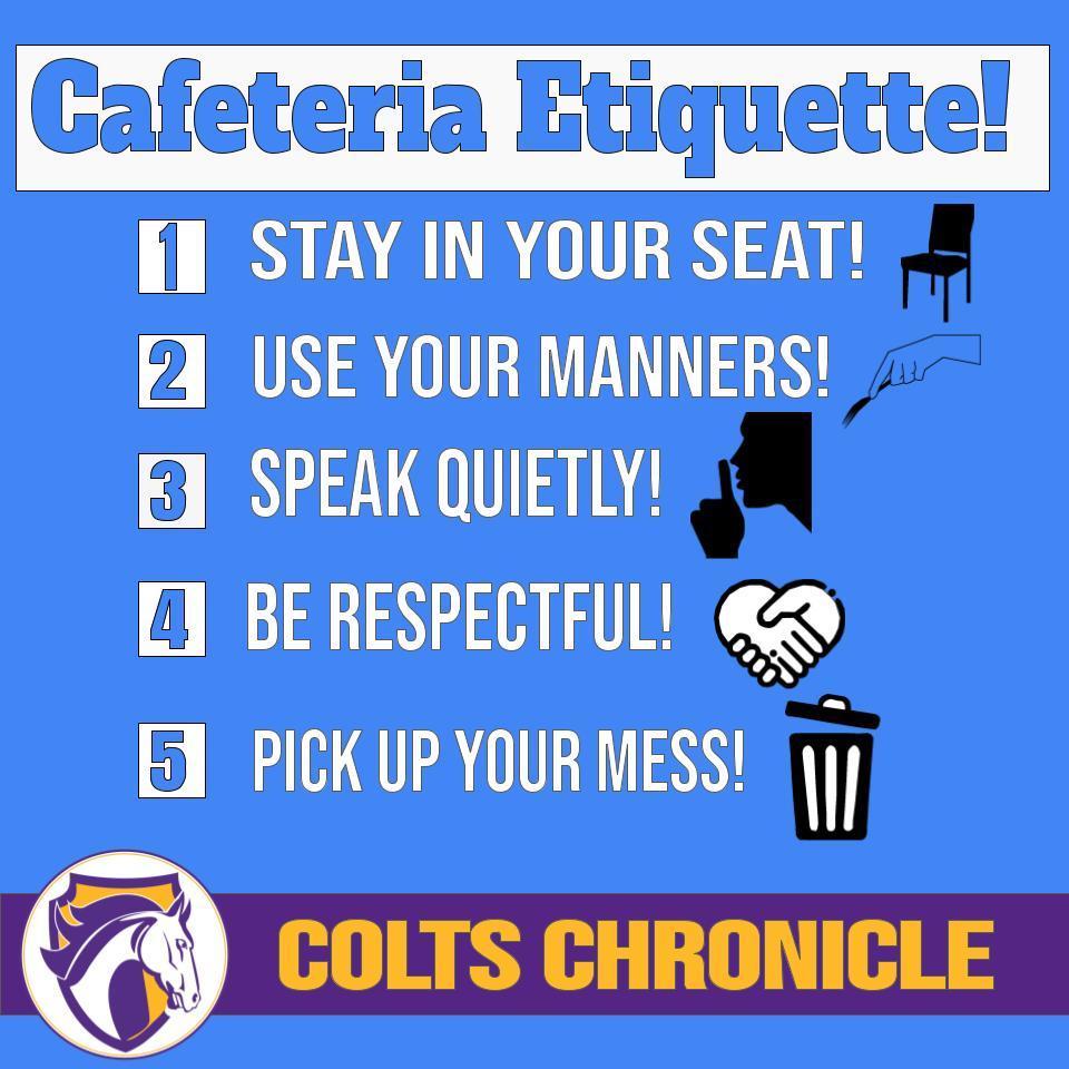 Cafeteria Etiquette poster featuring five rules