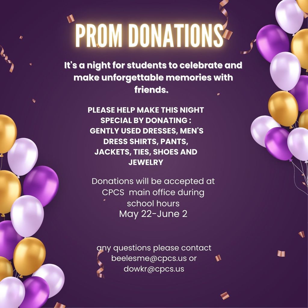 Asking for Prom donations May22-June2